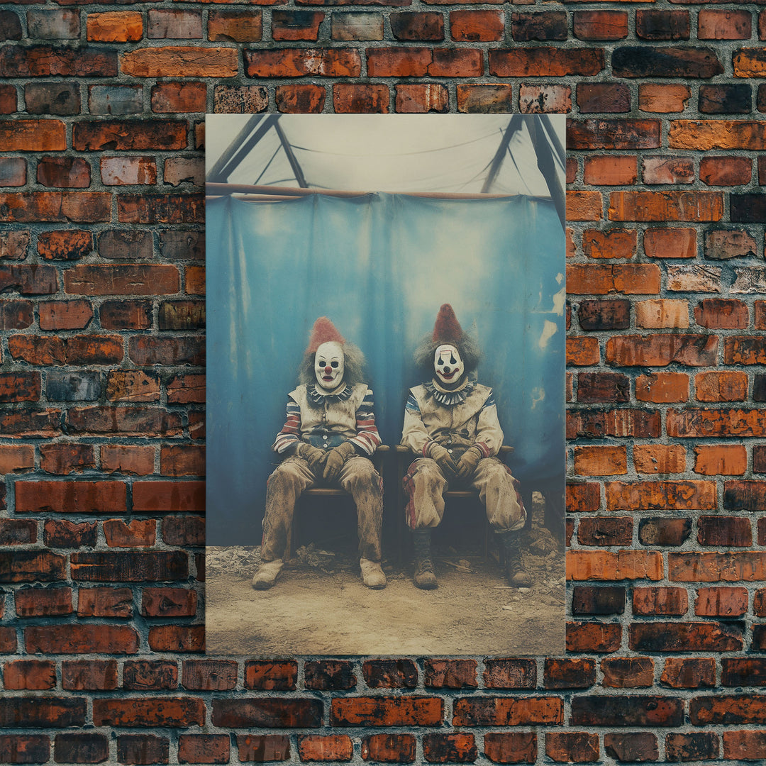 Clown Art, Clown Print, Canvas Print, Wall Hanging, Portrait Art, Halloween Wall Decor, Spooky Room Decor, Moody Wall Art, Horror Decor