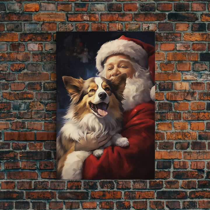 Santa Claus And His Corgi, Christmas Wall Art, Christmas Dog, Winter Wall Art, Santa Decor, Santa Art Print, Farmhouse Christmas