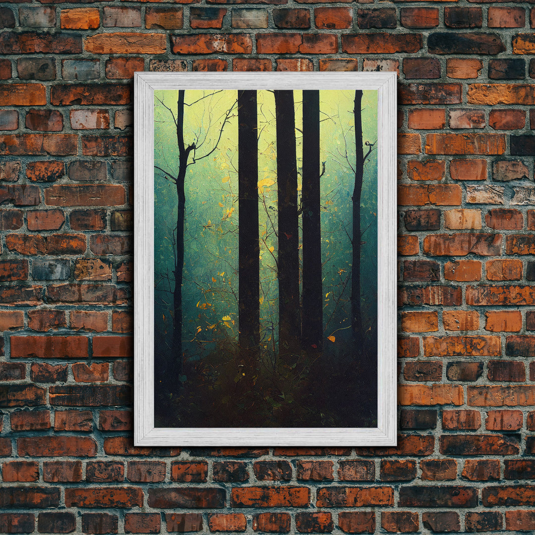 Magical Forest Oil Painting Style, Spooky Pirate Ship Art, Framed Canvas Print, Ready To Hang Framed Wall Art, Living Room Wall Hanging