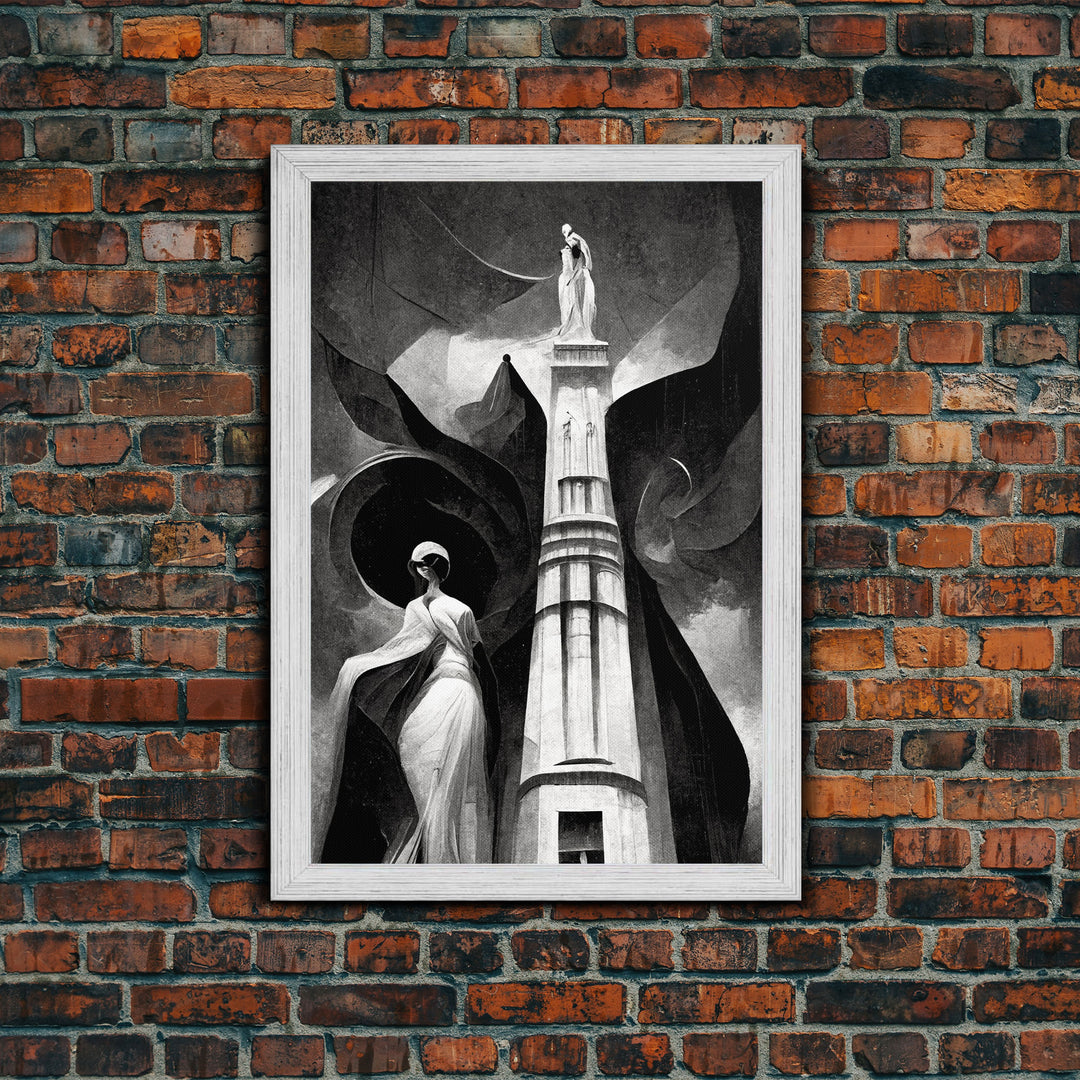 Vintage Style Art Deco Statue Study, Framed Canvas Print, Retro Style Wall Art, 1920s - 1930s style Art