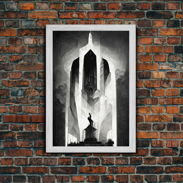 Vintage Style Art Deco Statue Study, Framed Canvas Print, Retro Style Wall Art, 1920s - 1930s style Art