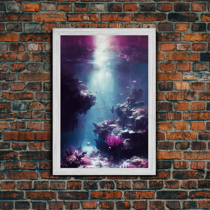 Under The Sea, Coral Reef Art, Framed Canvas Print