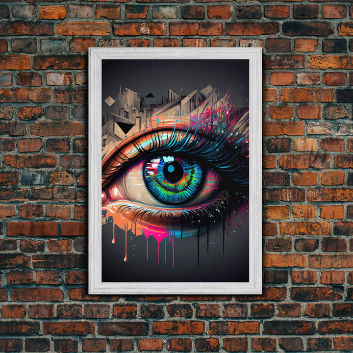 Vibrant Graffiti Style Eye Wall Art Canvas Print - Street Art Inspired Graphic Illustration Artwork