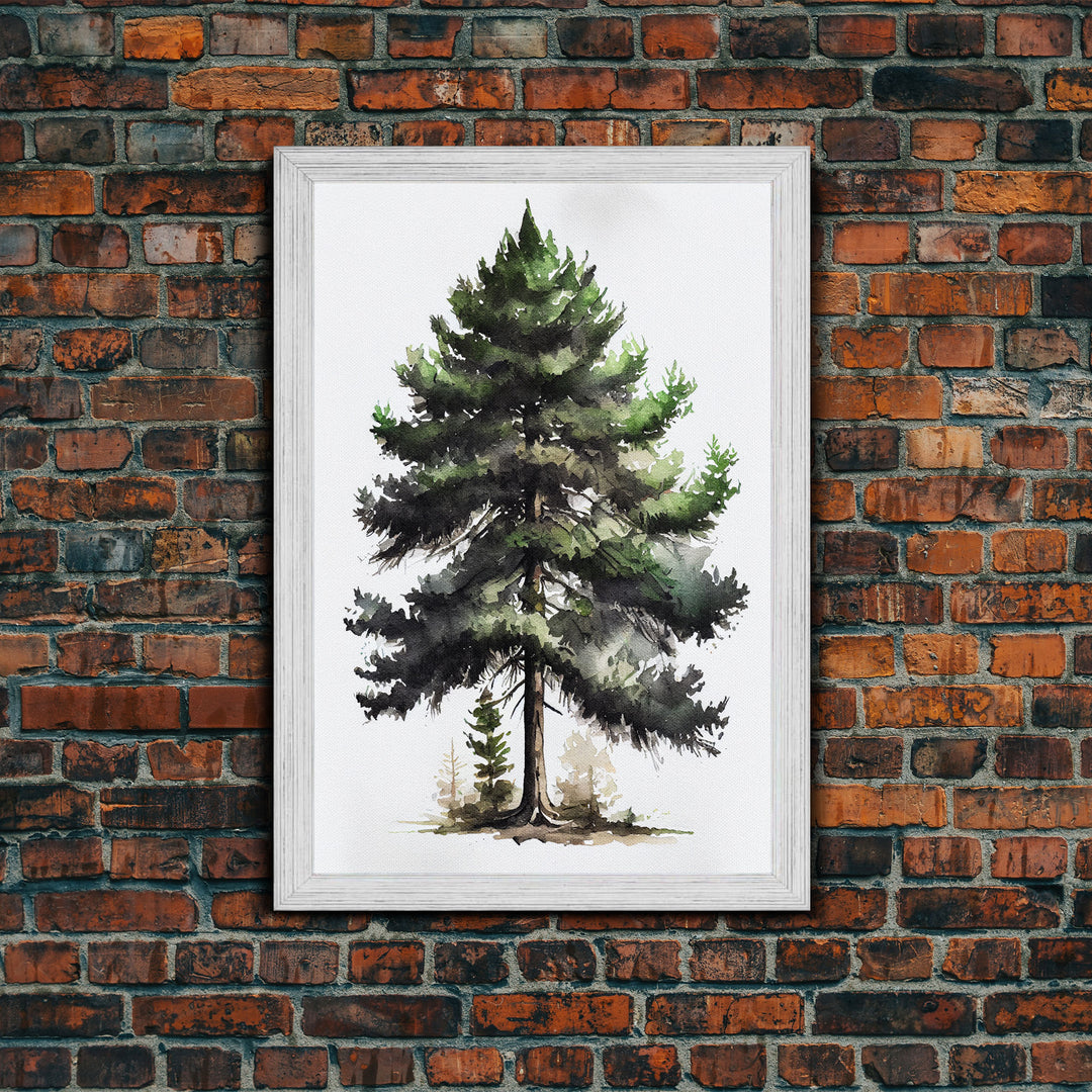 Pine Tree Watercolor Wall Art Canvas Print - Vibrant Colorful Nature Scene Artwork, lakehouse art