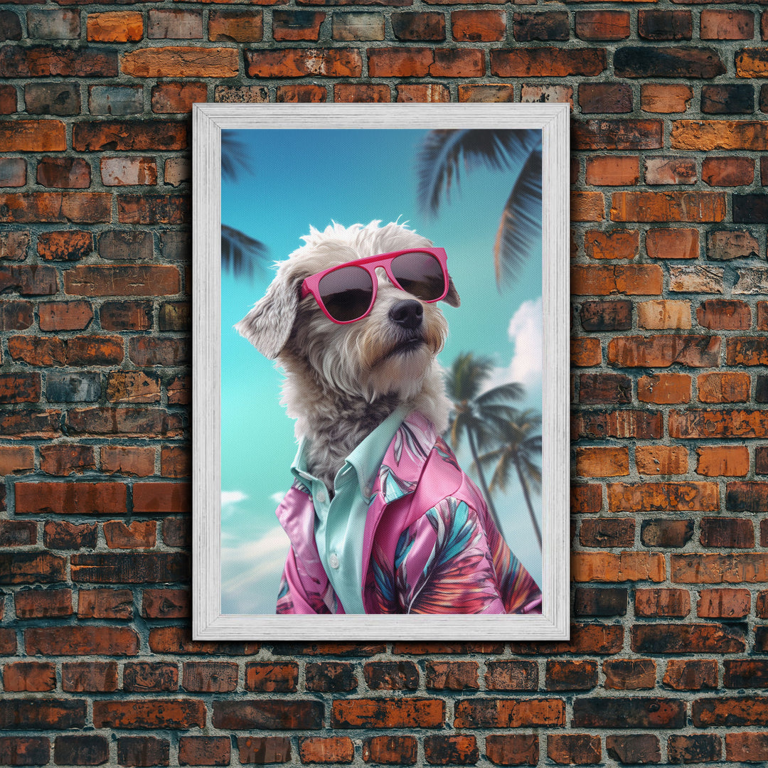 Shih Tzu Wall Print, Dog Wall Art, Dog Sunglasses, Pink Floral Suit, Funny Wall Art, Framed Wall Art, Framed Canvas, Wall Print, Wall Canvas