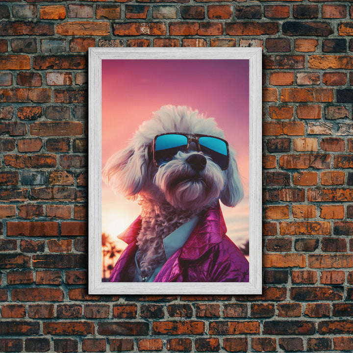Poodle Wall Print, Dog Wall Art, Dog Sunglasses, Dog In Pink Suit, Funny Art, Framed Wall Art, Framed Canvas, Wall Print, Wall Canvas