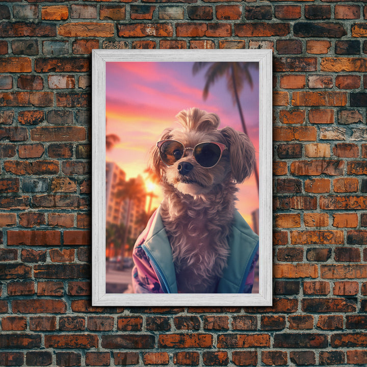 Shih Tzu In Sunglasses Blue Tracksuit Wall Print, Dog Portrait, Dog Art Print, Framed Wall Art, Framed Canvas, Wall Print, Wall Canvas