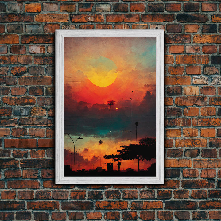 Los Angeles, California at sunset, canvas print, ready to hang wall art