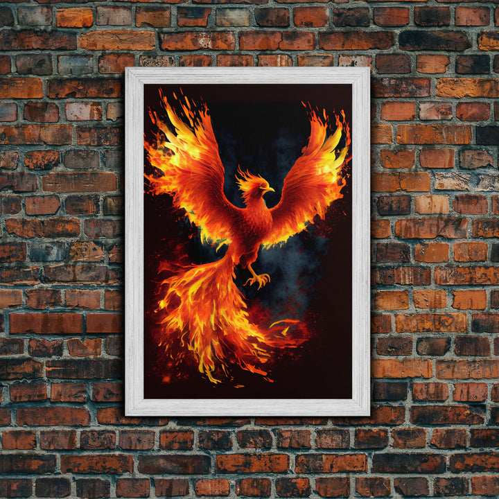 Phoenix Print on Canvas , Floating Frame, Modern Wall Art, Extra Large Canvas Wall Art, Rebirth and Renewal