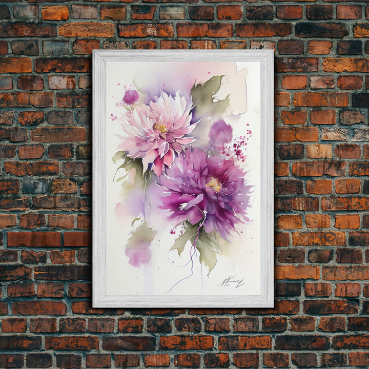 Vintage Style Framed Canvas Art, Vintage Floral Print, Vintage White Roses Painting, Still Life Botanical Farmhouse print, Flower Art