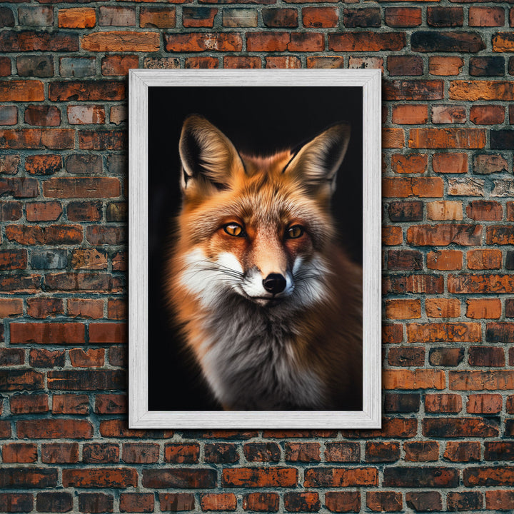 Portrait of a Red Fox, Framed Canvas Print, Framed Wall Art, Fox Photography, Wild Life Art