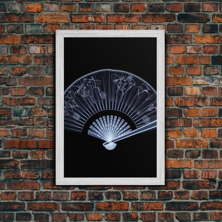 Folding Fan Wall Art, Chinese Art Print, White Fan, Black And White, Minimalist Print, Wall Decor, Canvas Print, Wall Art, Framed Canvas