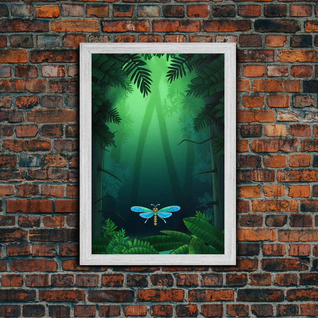 Dragonfly Wall Art, Nature Wall Decor, Woods, Trees, Green Art, Minimalist Print, Wall Decor, Canvas Print, Wall Art, Framed Canvas
