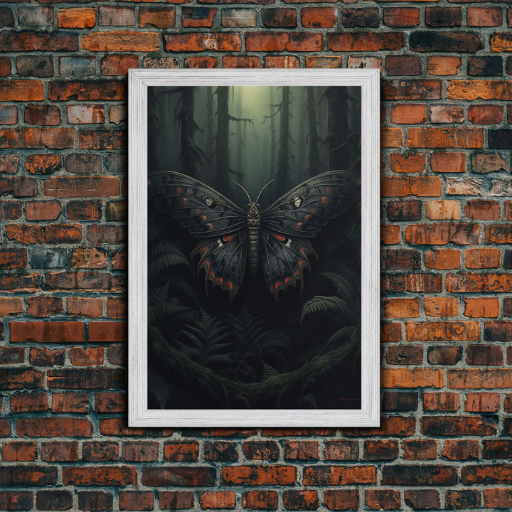 Butterfly In Woods, Butterfly Wall Decor, Dark Art, Green Wall Art, Insect Wall Decor, Wall Decor, Canvas Print, Wall Art, Framed Canvas