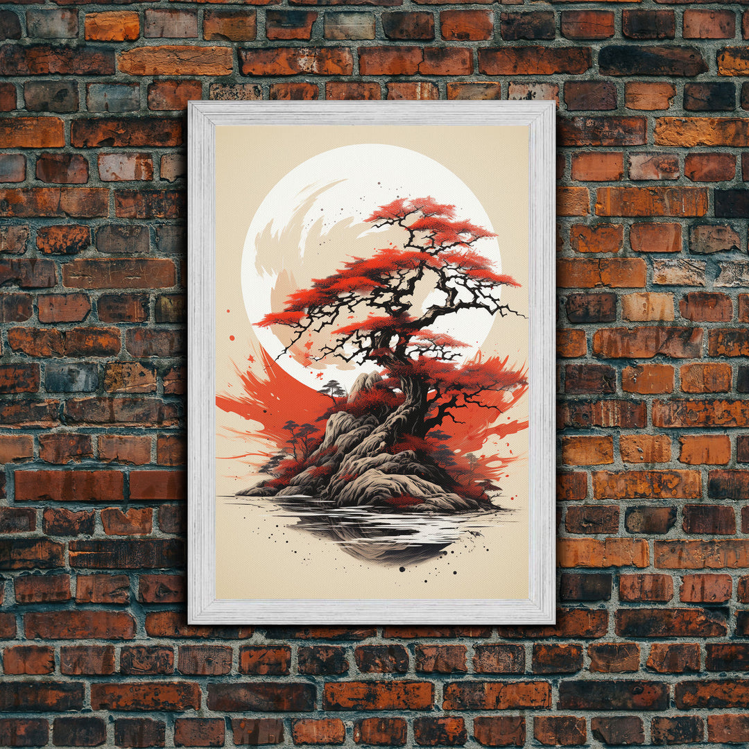 Japanese Wall Art, Japanese Maple Tree, Framed Canvas Print, Japanese Art, Japanese Hanging Wall Art