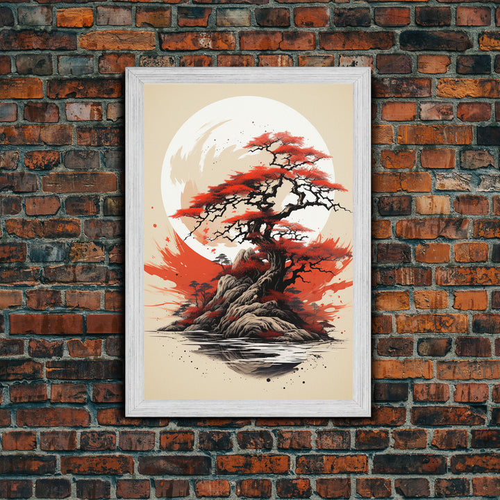 Japanese Wall Art, Japanese Maple Tree, Framed Canvas Print, Japanese Art, Japanese Hanging Wall Art