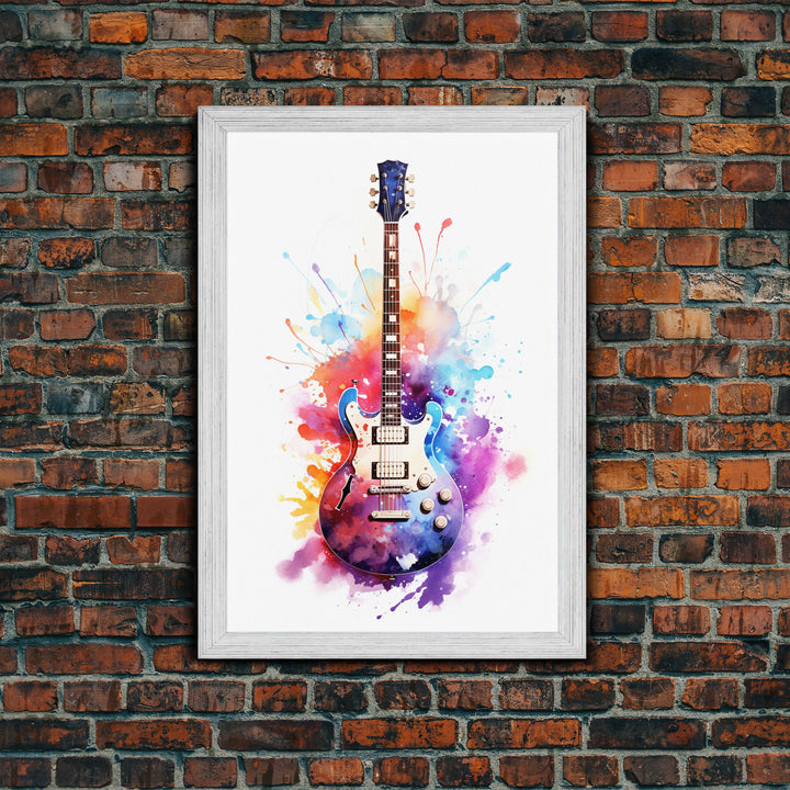 Rock N Roll Art, Classic Electric Guitar Print, Studio Gift, Musician Gift, Music Wall Art, Framed Canvas Print, Rock And Roll