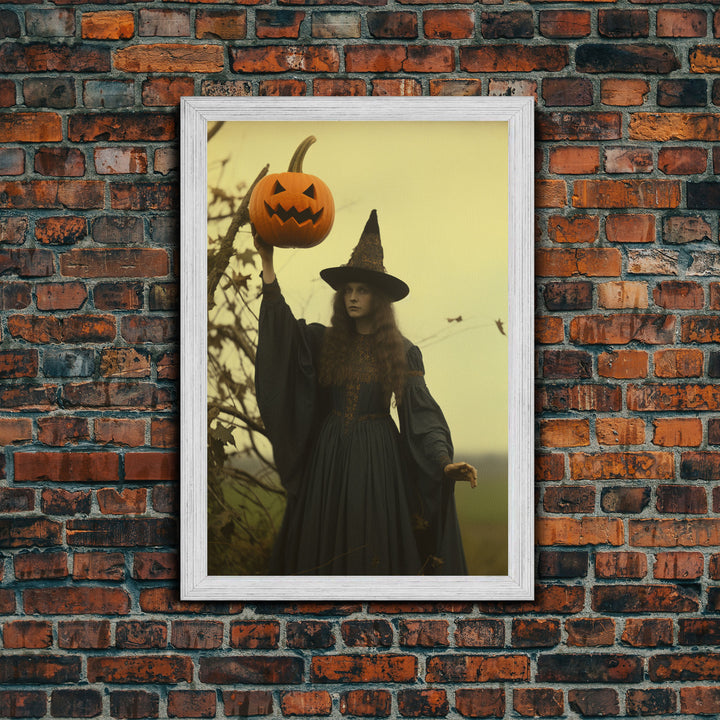 The Witch, Spooky Victorian Witch Photography Daguerreotype, Tin Type, Framed Canvas Print, Victorian Witches, Halloween Decor