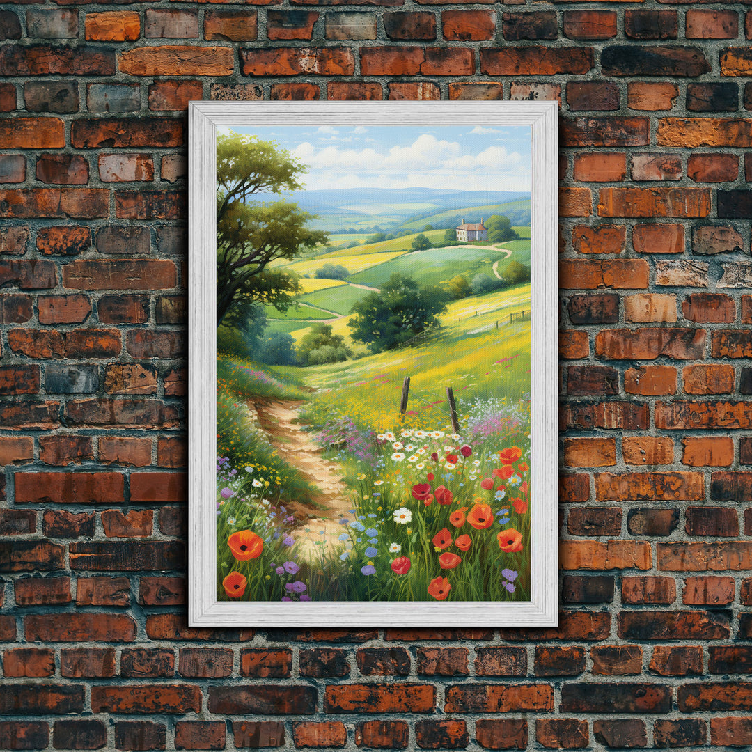 Countryside Wall Art, Wildflowers Wall Art, Meadow Wall Print, Canvas Print, Wall Art, Vertical Art, Country Wall Art, Landscape Art