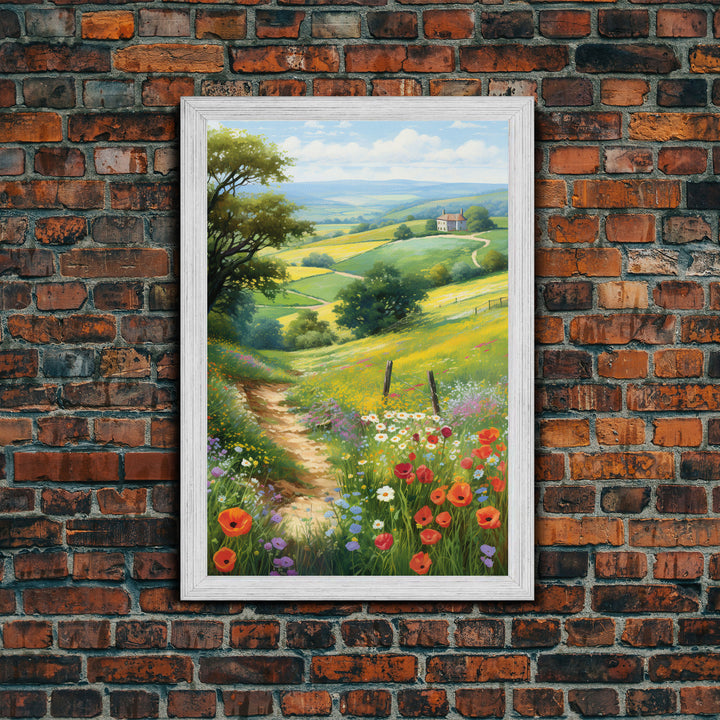 Countryside Wall Art, Wildflowers Wall Art, Meadow Wall Print, Canvas Print, Wall Art, Vertical Art, Country Wall Art, Landscape Art