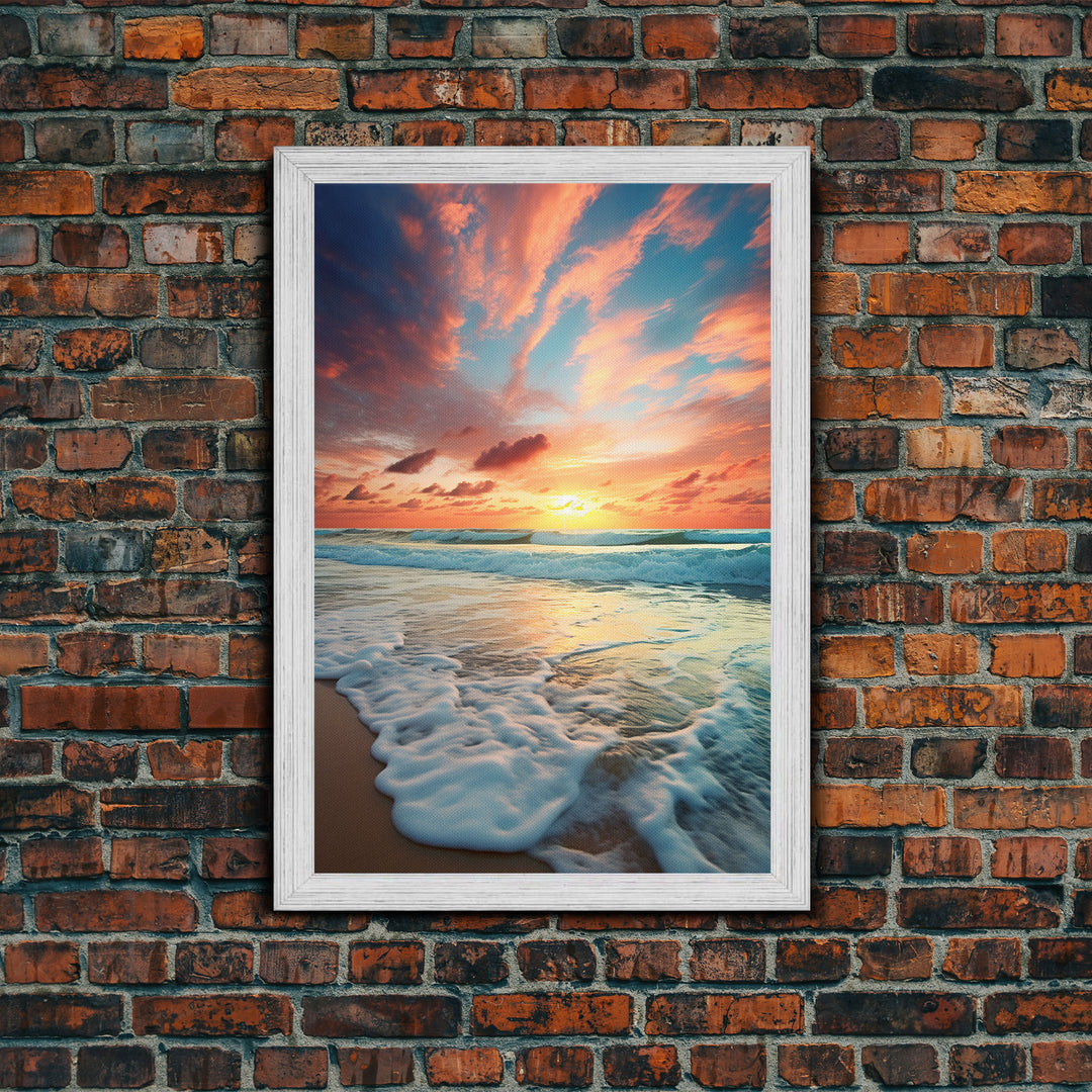 Seashore Wall Art, Beach Sunset Wall Art, Nautical Wall Art, Canvas Print, Wall Art, Vertical Art, Beach House Art, Teacher Gift, Home Decor