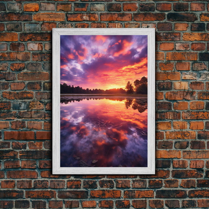 Lake Wall Art, Water Reflection, Landscape Wall Art, Sunset Wall Art, Canvas Print, Wall Art, Vertical Art, Nature Wall Art, Wall Hanging