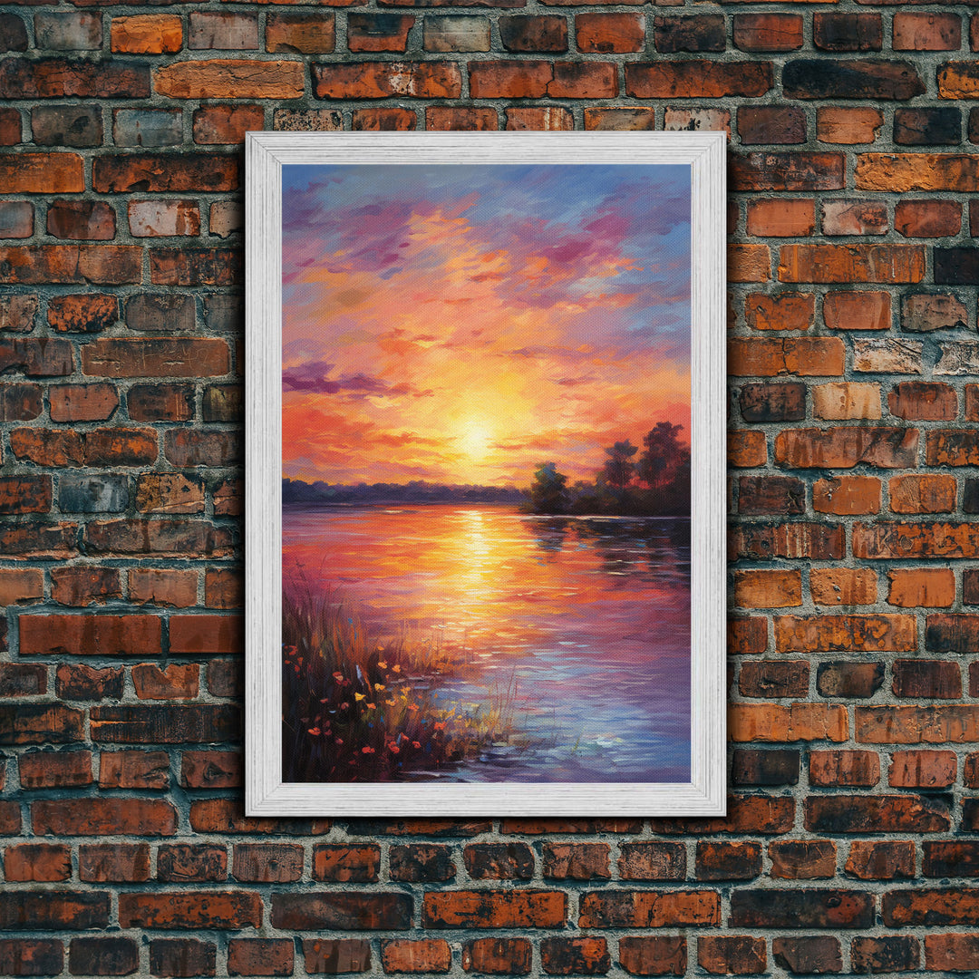 Sunset Wall Art, River Art Print, Landscape Wall Art, Nature Print, Canvas Print, Wall Art, Vertical Art, Going Away Gift, Over Bed Wall Art