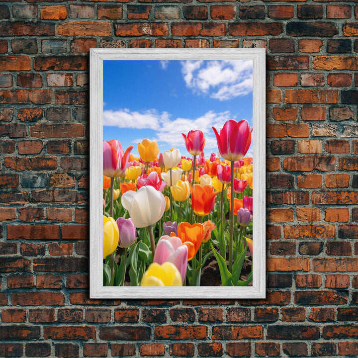 Flower Wall Art, Colorful Wall Art, Tulip Print, Canvas Print, Wall Art, Vertical Art, Friendship Gift, College Dorm Decor, Farmhouse Art