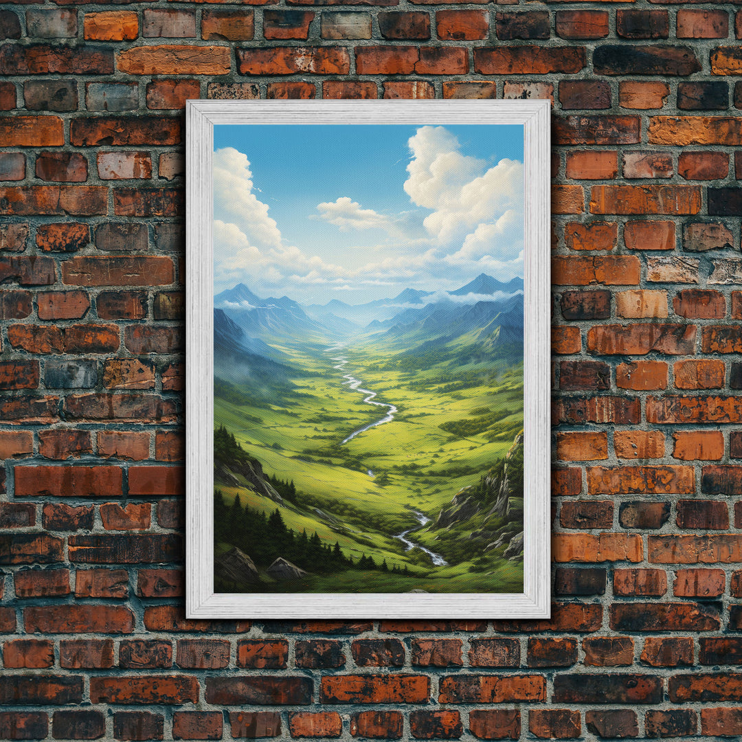 Mountains Wall Art, Valley Art, River Wall Print, Canvas Print, Wall Art, Vertical Art, Realtor Thank You, Home Wall Decor, Dorm Room Art