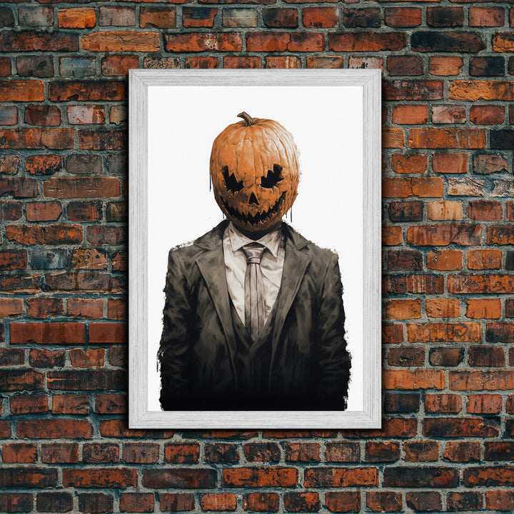 Portrait Of Jack - The Jack O Lantern Man, Vintage Halloween Art, Macabre Halloween Decoration, Dark Macabre, Goth Art, Pumpkin Patch Horror