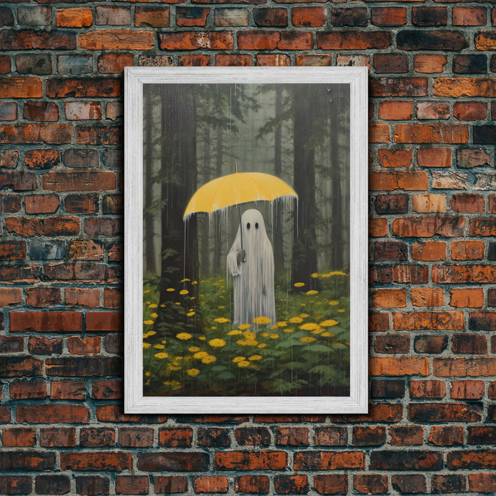 Ghost In The Rain, Vintage Canvas, Art Canvas Print, Dark Academia, Haunting Ghost, Halloween Decor, Dark Macabre Vintage Halloween Art