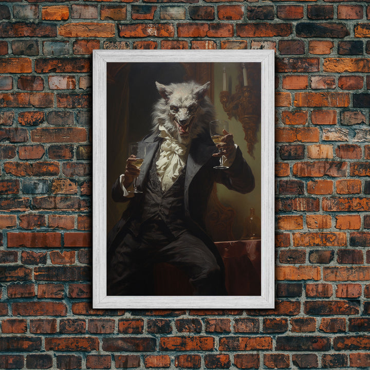 Halloween Wall Art, This Werewolf Is Here To Party, Funny Halloween Decor, Vintage Halloween, Gothic Victorian Werewolf Portrait