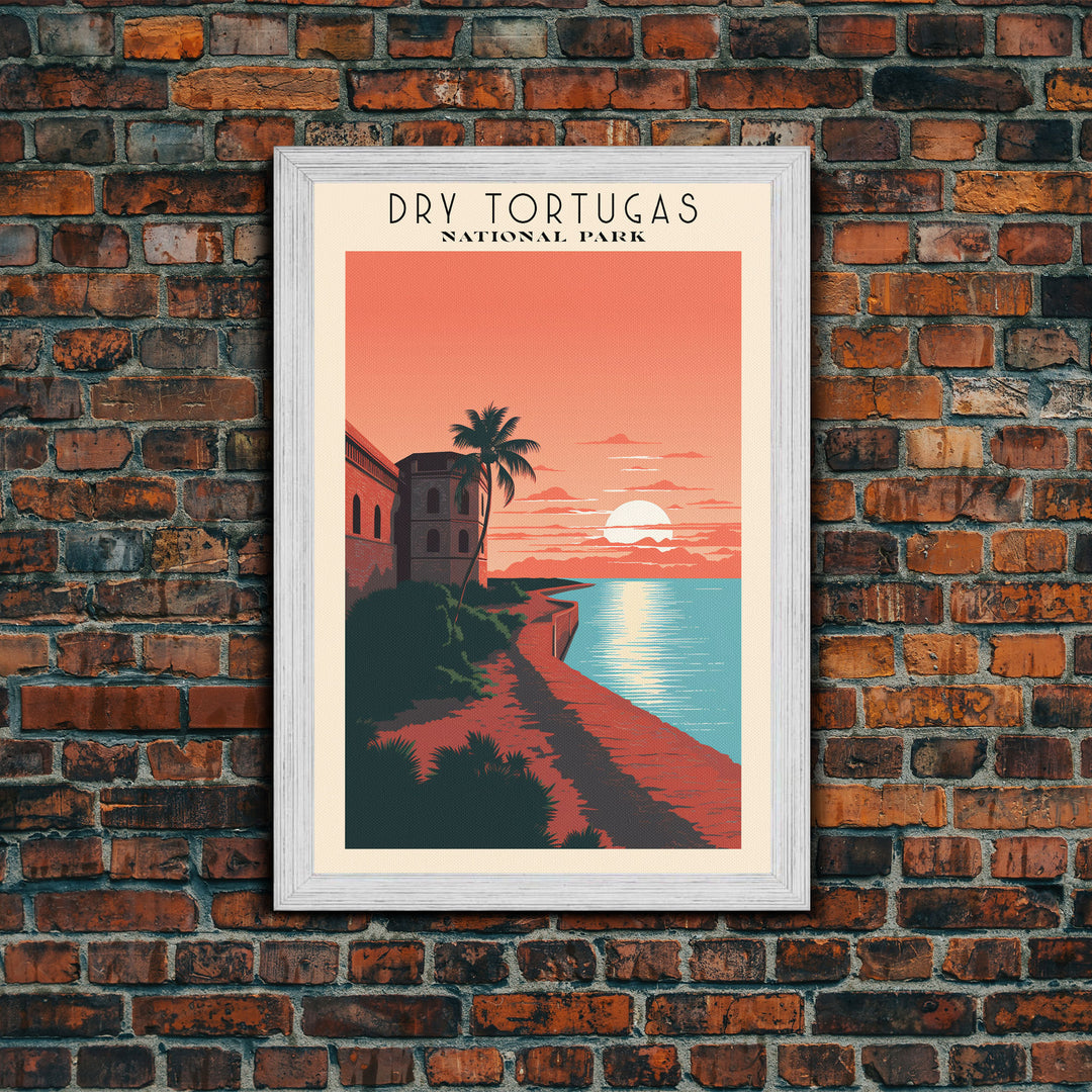 Dry Tortugas National Park FloridaTravel Art, National Park Print, Minimalist Travel Art, Midcentury Modern Style Landscape Painting