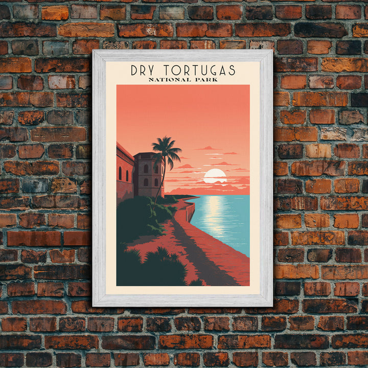 Dry Tortugas National Park FloridaTravel Art, National Park Print, Minimalist Travel Art, Midcentury Modern Style Landscape Painting
