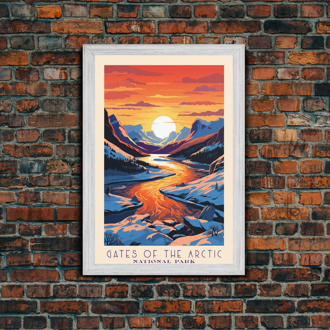 Gates Of The Arctic  National Park Travel Art, National Park Print, Minimalist Travel Art, Midcentury Modern Style Landscape Painting
