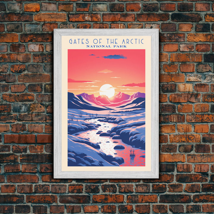 Gates Of The Arctic National Park Travel Art, National Park Print, Minimalist Travel Art, Midcentury Modern Style Landscape Painting