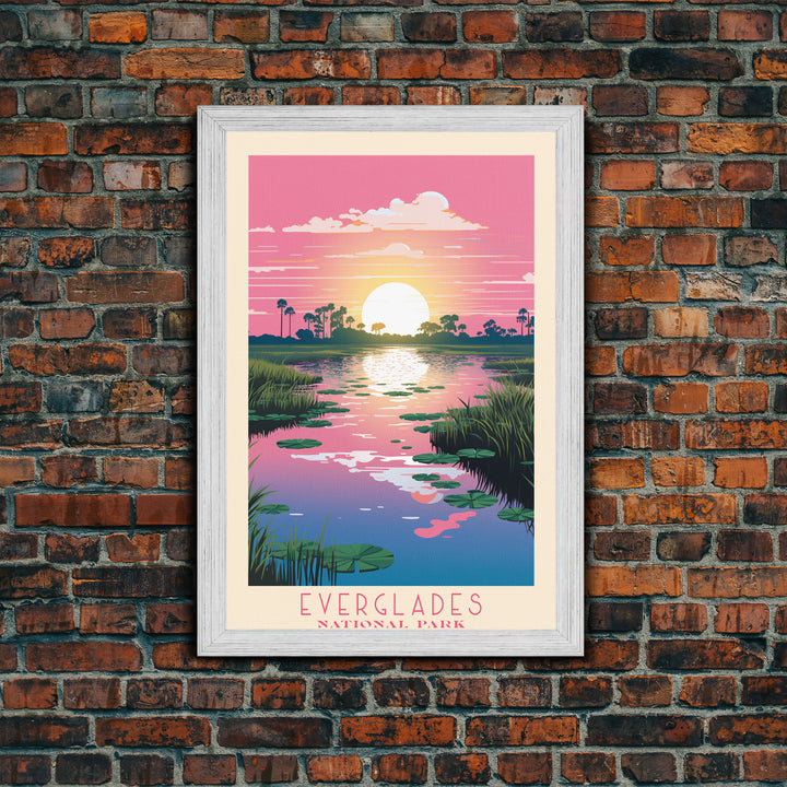 Everglades National Park Florida Travel Art, National Park Print, Minimalist Travel Art, Midcentury Modern Style Landscape Painting