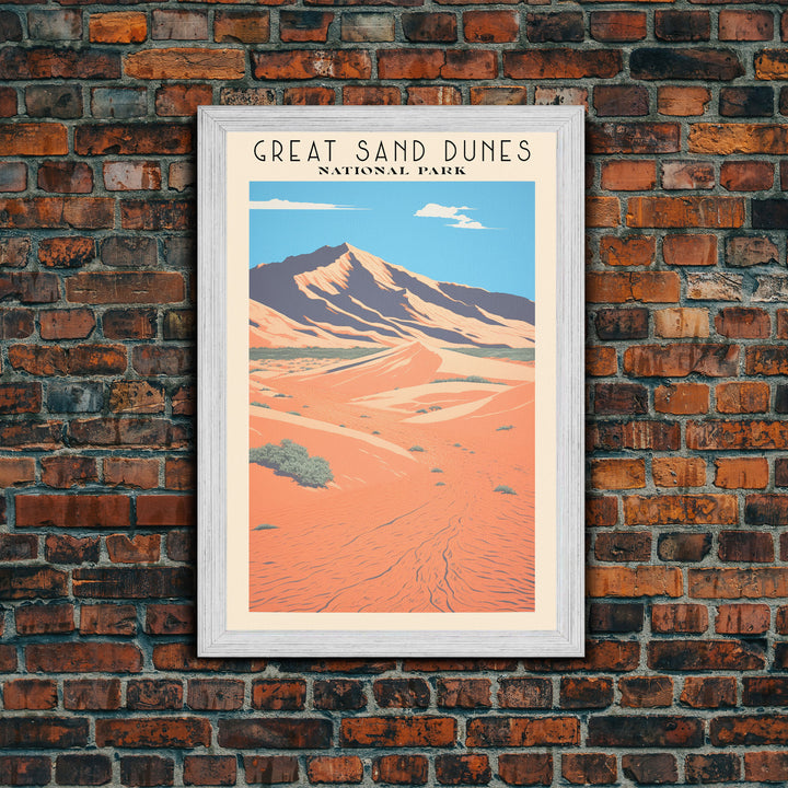 Great Sand Dunes National Park Travel Poster Art, Canvas Print Wall Art, Colorado Travel Art, Midcentury Modern Travel Decor, MCM Wall Art