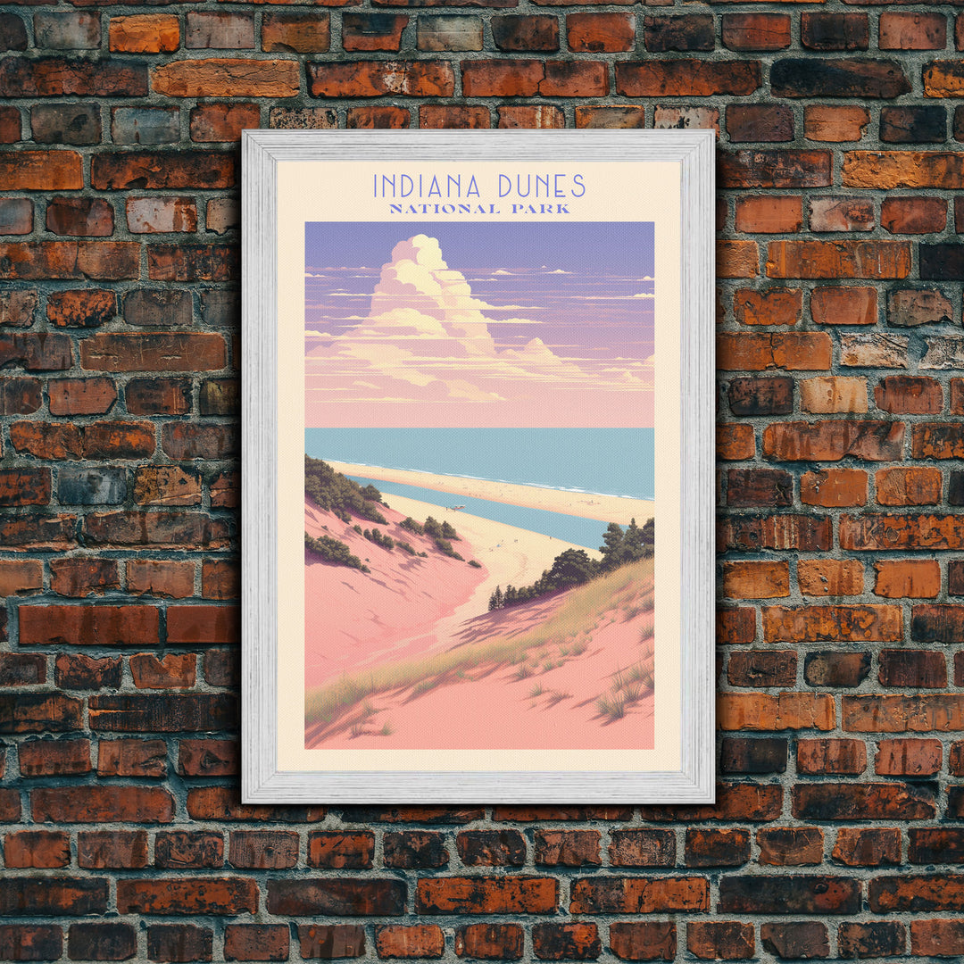 Indiana Dunes National Park Indiana Travel Art, National Park Print, Minimalist Travel Art, Midcentury Modern Style Landscape Painting