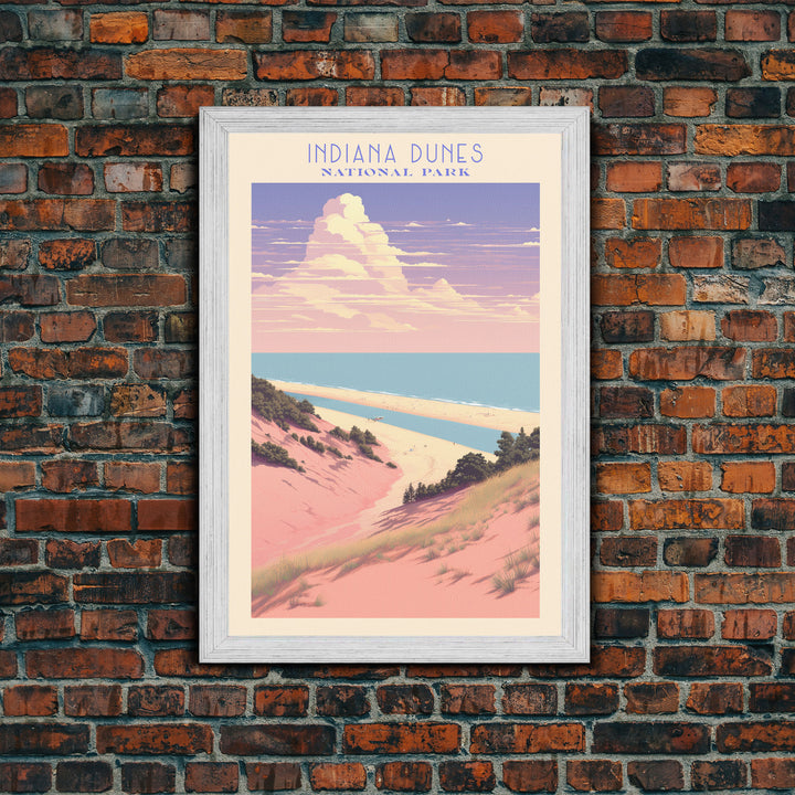 Indiana Dunes National Park Indiana Travel Art, National Park Print, Minimalist Travel Art, Midcentury Modern Style Landscape Painting