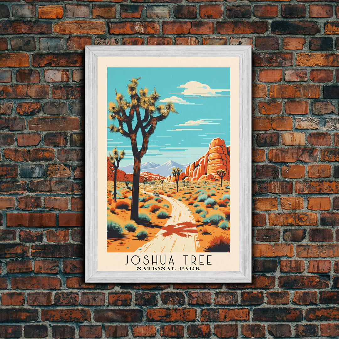 Joshua Tree National Park California Travel Art, National Park Print, Minimalist Travel Art, Midcentury Modern Style Landscape Painting