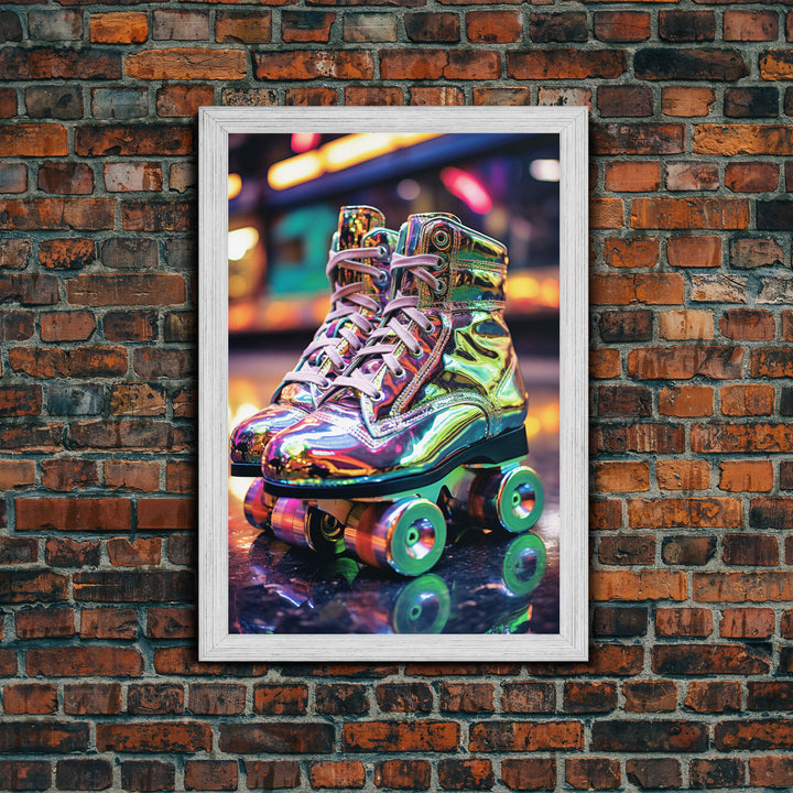 Roller Skates, Roller Derby, Retro Wall Art, Canvas Print, Wall Hanging, Portrait Art, Preppy Wall Art, Anniversary Gift, Office Prints