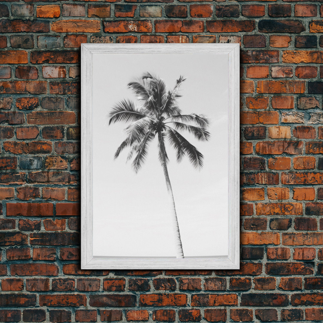 Palm Tree Wall Art, Tropical Art, Minimalist Art, Canvas Print, Wall Hanging, Portrait Art, Black And White Art, Living Room Wall Art