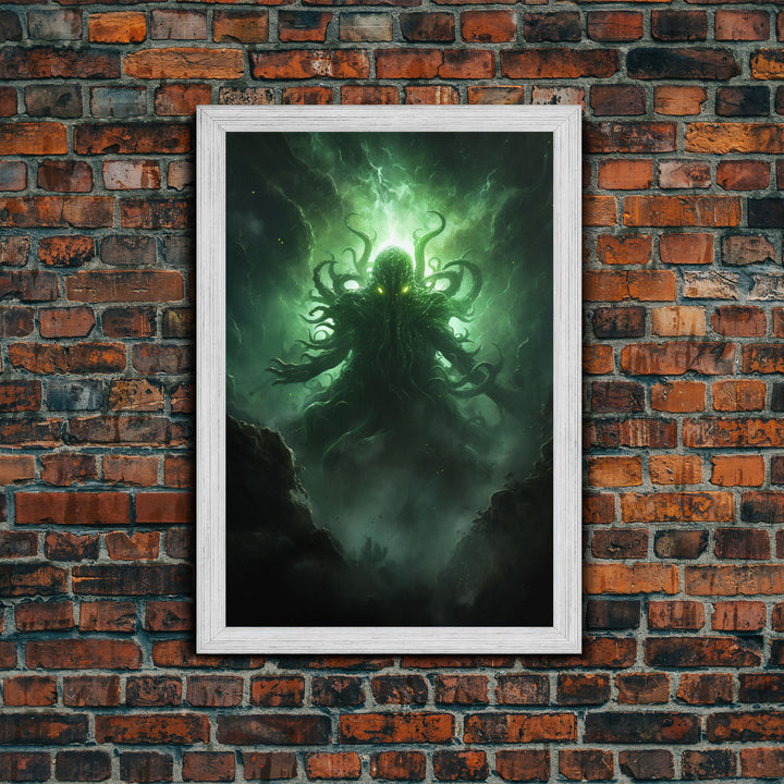 The Call Of Cthulhu - Portrait Of The Grim Reaper - Framed Canvas Print - Halloween Decor - Halloween Clearance - HP Lovecraft