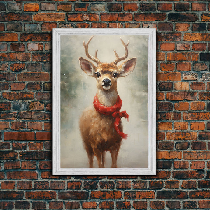 Cute Buck Dressed For Christmas, Christmas Decor, Woodland Animals, Christmas Wall Art, Winter Decor, Holiday Decor, Seasonal Decor