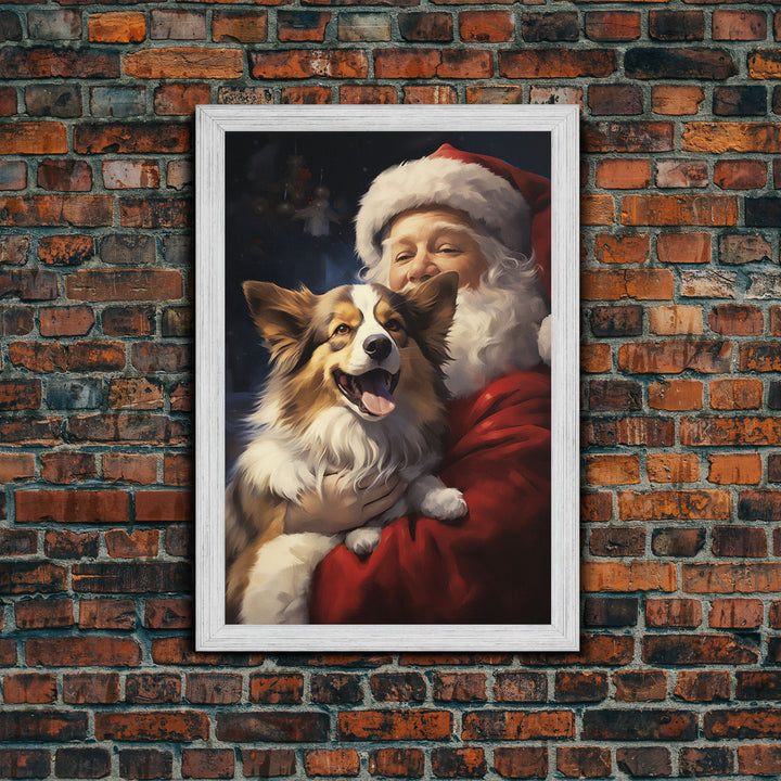 Santa Claus And His Corgi, Christmas Wall Art, Christmas Dog, Winter Wall Art, Santa Decor, Santa Art Print, Farmhouse Christmas