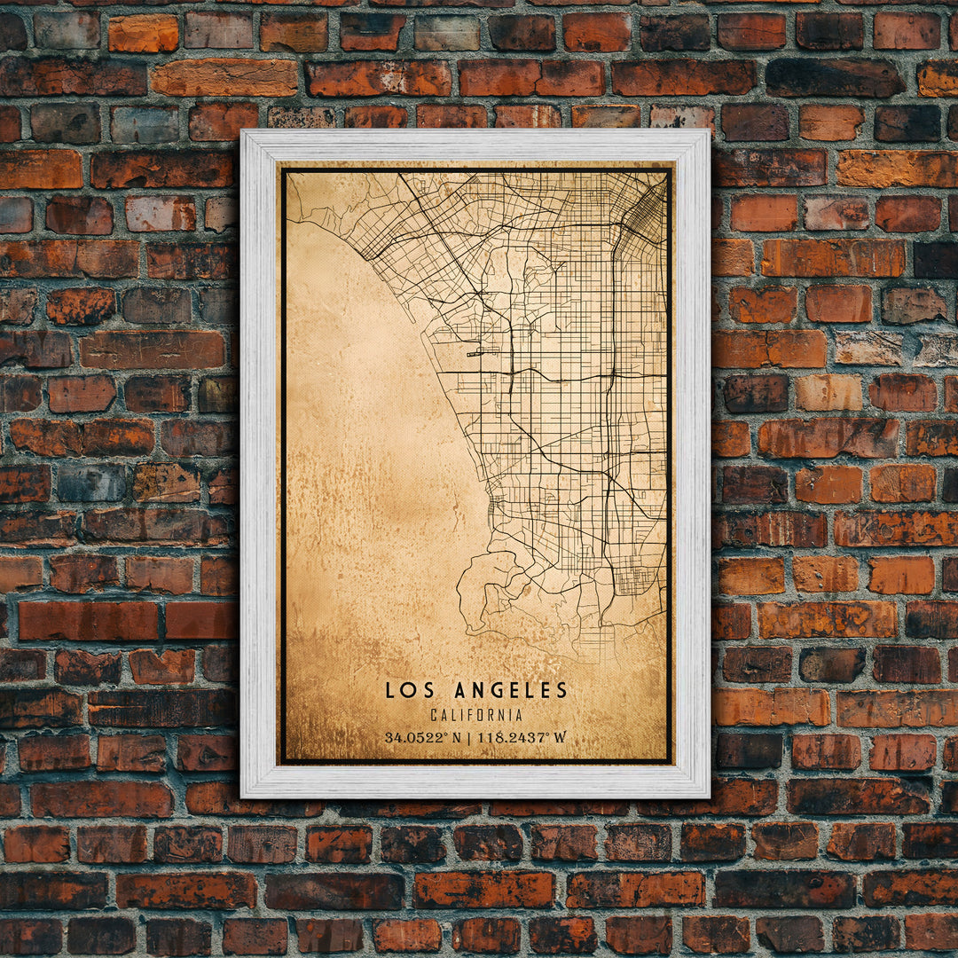 Los Angeles Vintage Map Print | Los Angeles Map | California Map Art | Los Angeles City Road Map Poster | Distressed / Retro LA Street Art