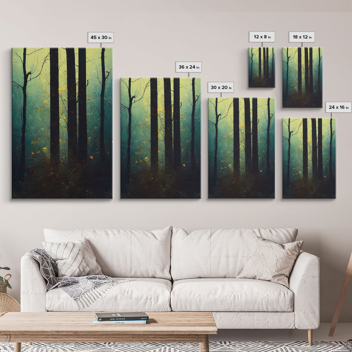 Magical Forest Oil Painting Style, Spooky Pirate Ship Art, Framed Canvas Print, Ready To Hang Framed Wall Art, Living Room Wall Hanging