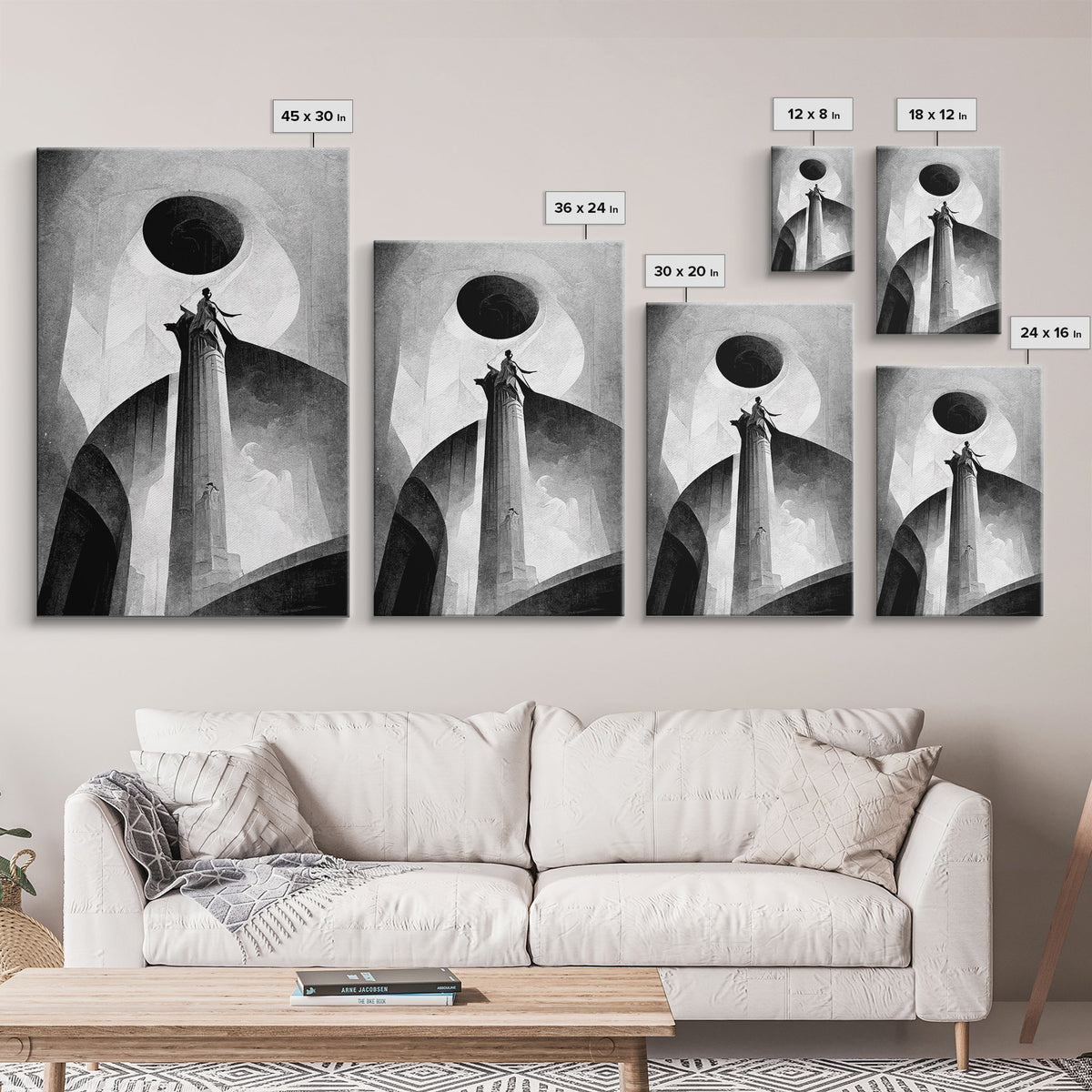 Vintage Style Art Deco Statue Study, Framed Canvas Print, Retro Style Wall Art, 1920s - 1930s style Art