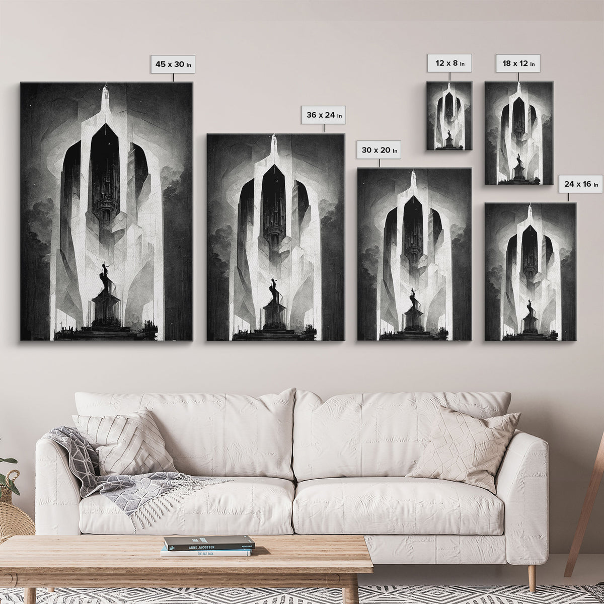 Vintage Style Art Deco Statue Study, Framed Canvas Print, Retro Style Wall Art, 1920s - 1930s style Art